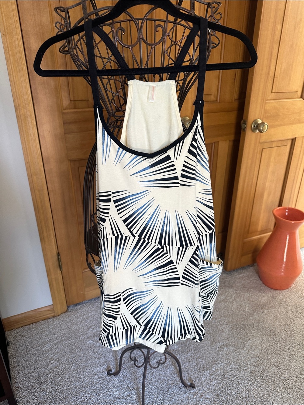 Women's Cream & Black Graphic Romper